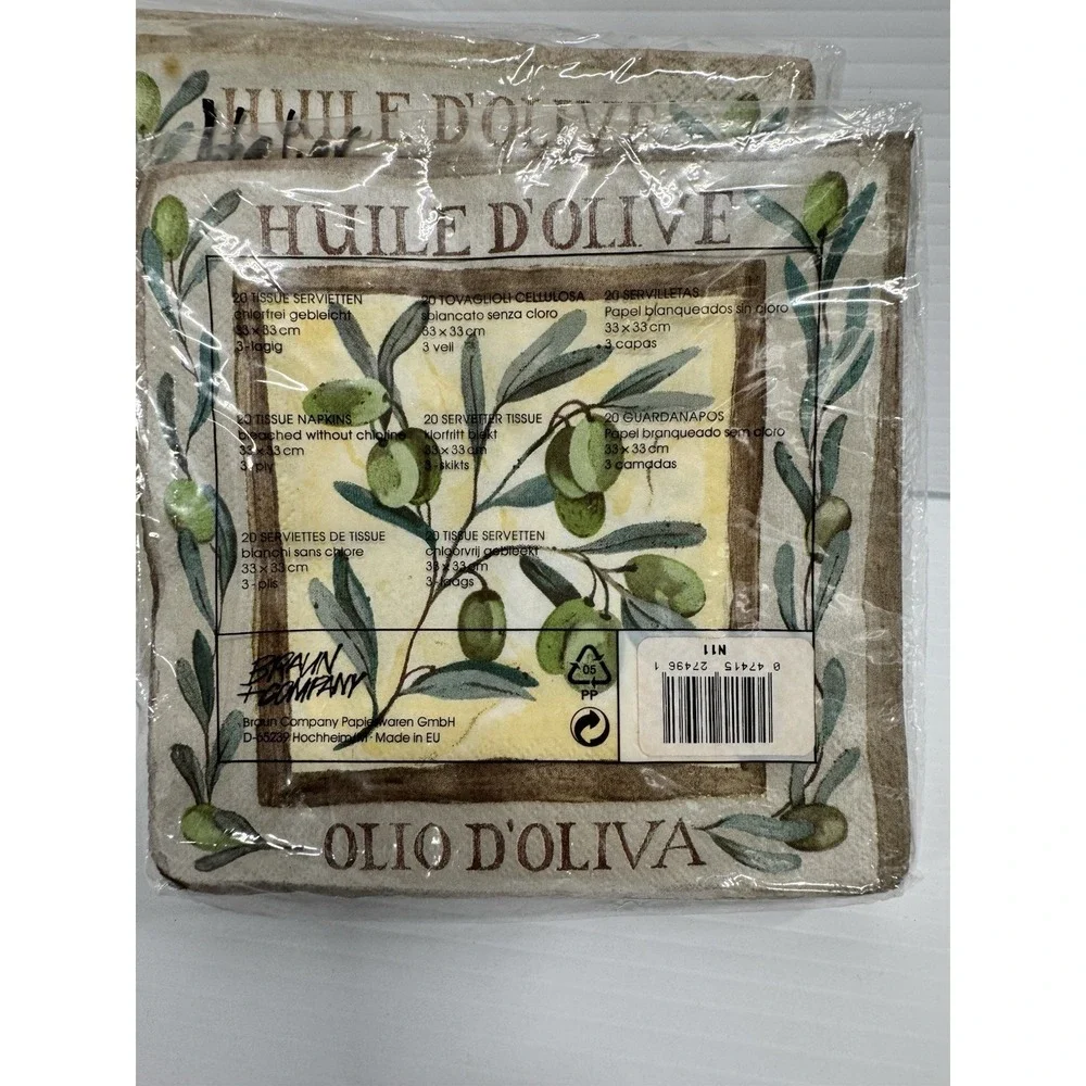 Atelier Huile D'Olive Cocktail Napkins 20 Count‎ Lot of 3 NEW